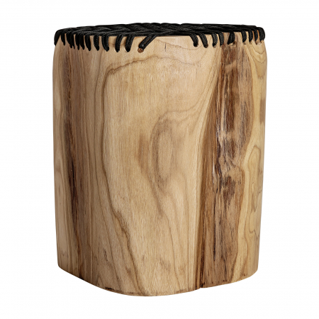 Masute Laterale - Măsuță laterală lemn suar cu șnur decorativ și siluetă organică.