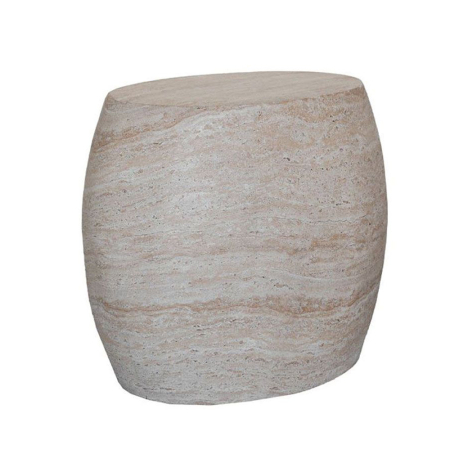 Stil de design - Măsuță laterală ovală din MgO bej
