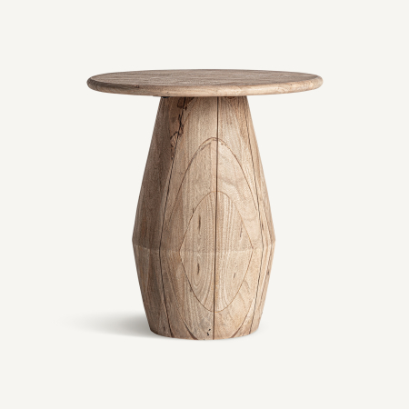 Jacquard - Măsuță laterală din lemn de mango cu bază sculpturală Jacquard