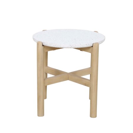 Mobilier - Măsuță laterală rotundă cu blat din terrazzo alb