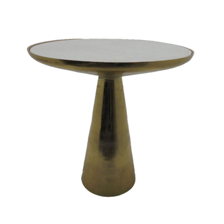 Mobilier - Măsuță laterală rotundă din aluminiu auriu cu blat din piatră albă