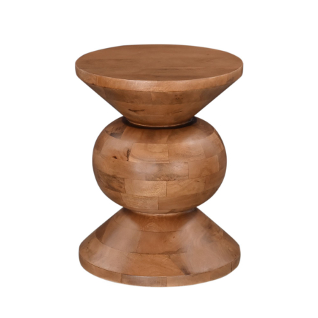 Mobilier - Măsuță laterală rotundă din lemn de mango cu sferă la mijloc