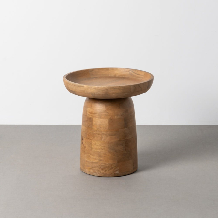 Mobilier - Măsuță laterală rotundă din lemn de mango stil Japandi
