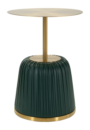 Mobilier - Masuta laterala rotunda metal si piele verde 40x55 cm