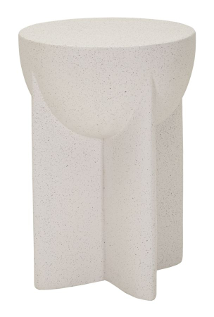 Mobilier - Masuta laterala rotunda crem efect piatra 33.5x48.5 cm