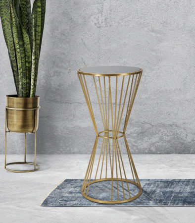 Masuta laterala rotunda metal oglinda, auriu - CreativDeco.ro [1]