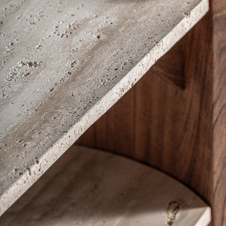 Măsuță două niveluri travertin și acacia cu design italian. [4]