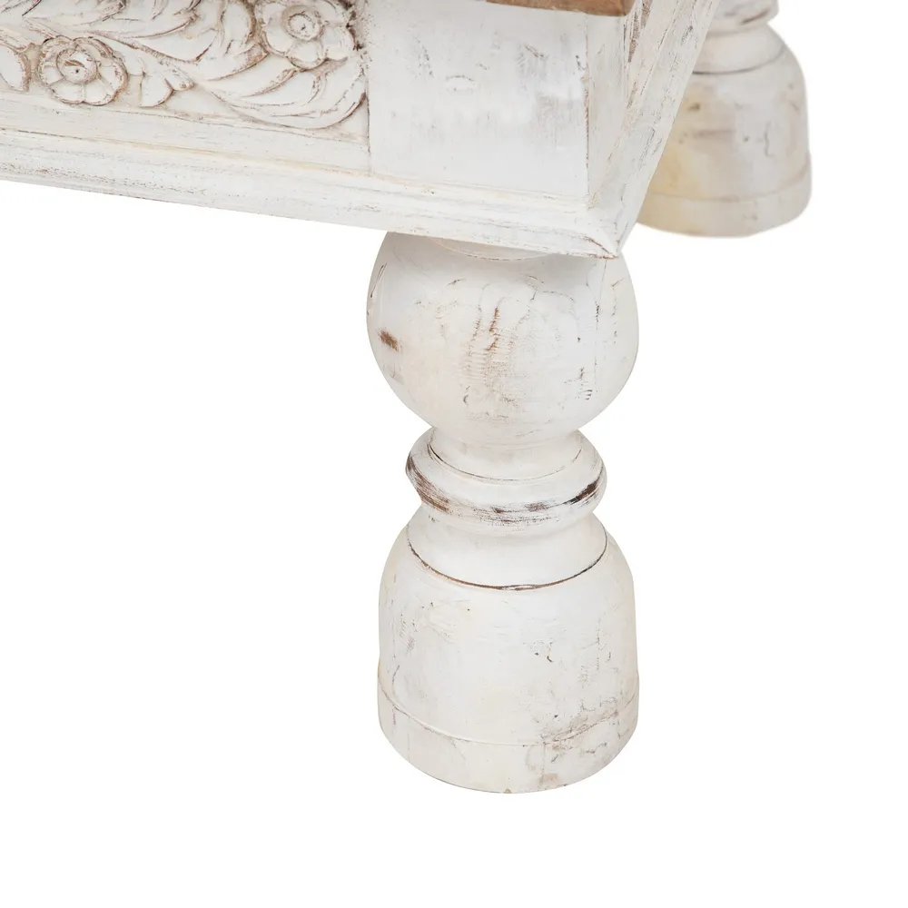 Masuta Living Clasic, Lemn Mango Alb-Natural - CreativDeco.ro [6]