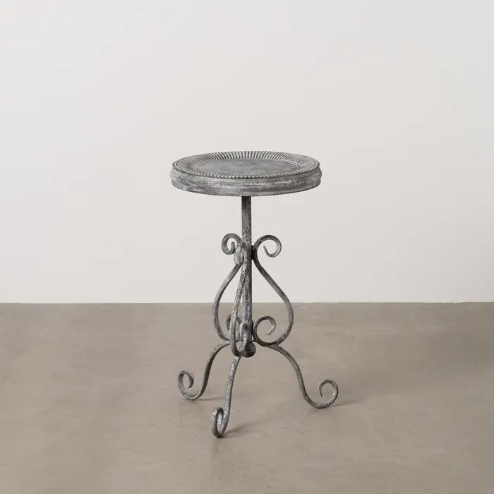 Vintage argintiu - Măsuță metalică industrială|Mobilier compact modern