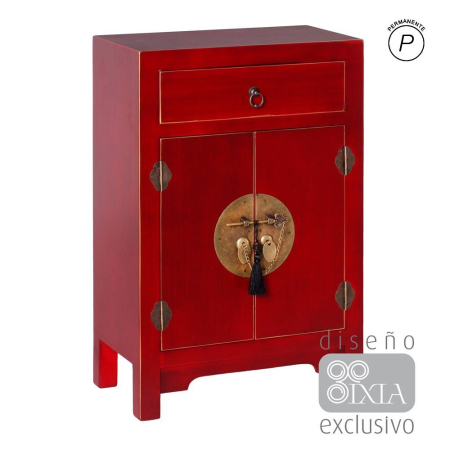 Console - Consola orientala roșie cu 2 uși și 1 sertar din MDF
