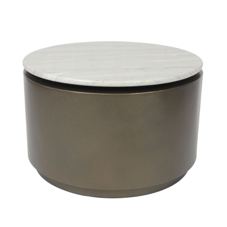 Mobilier - Măsuță rotundă de cafea din MDF alb cu model de travertin