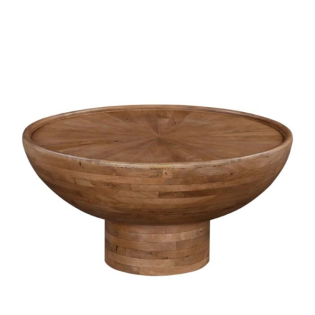 Mobilier - Măsuță rotundă de cafea din lemn de mango maro cu blat concav