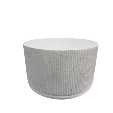 Mobilier - Măsuță rotundă de cafea din MgO gri deschis cu bază striată