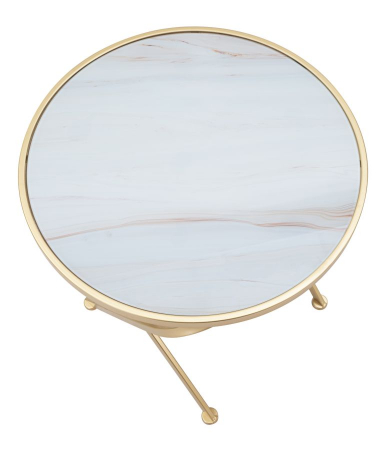 Masuta rotunda Glam cu blat de sticla marmorata CreativDeco [3]