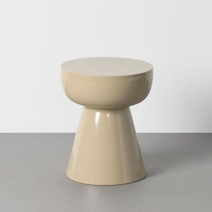 Mobilier - Măsuță rotundă taupe din metal lucios