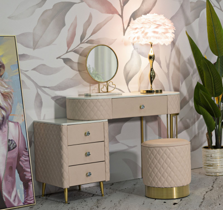 Masa de toaleta roz cu sertare | Mobilier feminin CreativDeco [9]