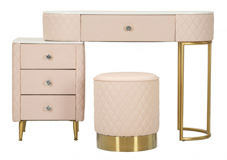 Masute de toaleta - Masa de toaleta roz cu sertare | Mobilier feminin CreativDeco