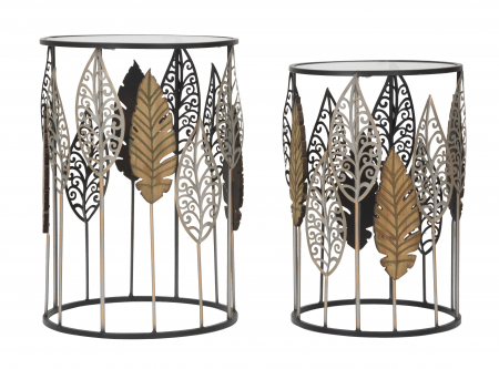 Masute Laterale - Set 2 Masute rotunda design organic Foglie | creativdeco
