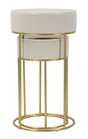 Set masute Wedding rotunde aurii cu blat marmorat si baza catifea crem [5]