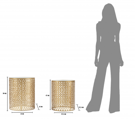 Masute Oblin, set 2buc, auriu, oglinda [5]