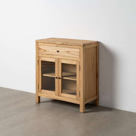 Comode si Bufete - Mobilier hol din lemn de mindi cu uși din sticlă și sertar