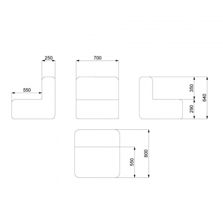modul GISSELE Taupe – central fără brațe, olefin exterior și umplutură mixtă [6]