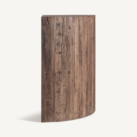 Mobilier bar in Stil Rustic - Coloană curbată din scânduri verticale înguste de lemn recuperat cu noduri și urme de cuie