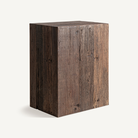 Mobilier bar in Stil Rustic - Bloc drept din scânduri late de lemn recuperat cu fisuri și noduri, în nuanțe de maro
