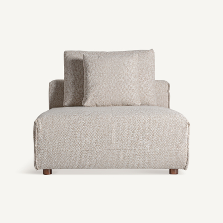 Mobilier - Șezlong modular cu șezut adânc din țesătură texturată crem-bej, două perne și picioare maro
