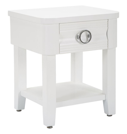 Noptiere - Noptiera alba Shine, lemn brad, MDF