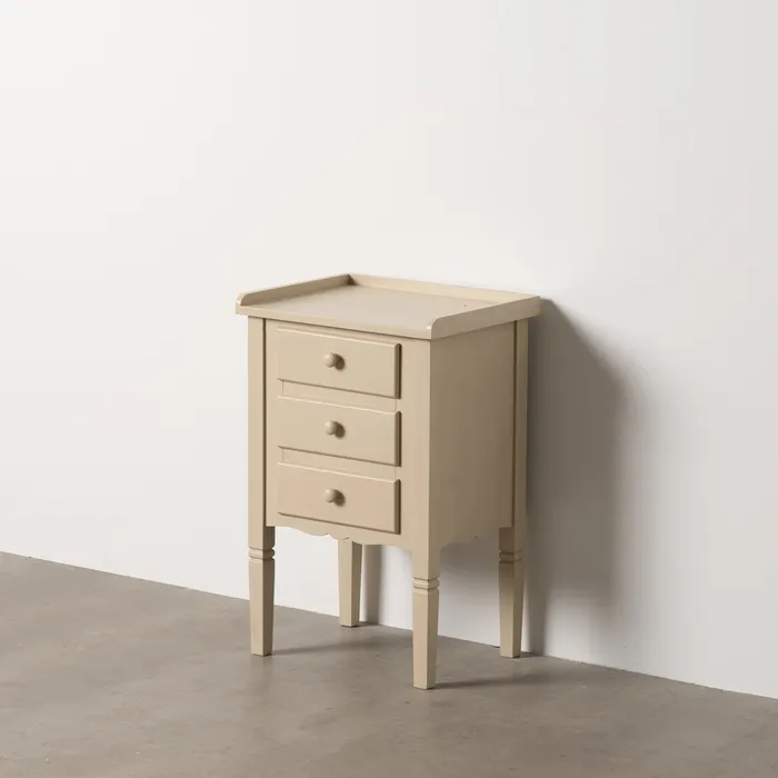 Noptiere - Masuta MDF crem sertare|Mobilier dormitor compact