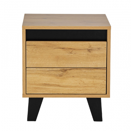Noptiera Arabica sonoma cu sertare negre design modern [1]