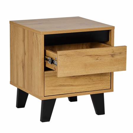 Noptiera Arabica sonoma cu sertare negre design modern [2]