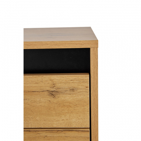 Noptiera Arabica sonoma cu sertare negre design modern [4]