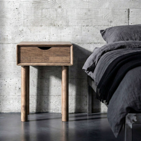 Noptiere - Noptiera din lemn maro cu sertar design minimalist