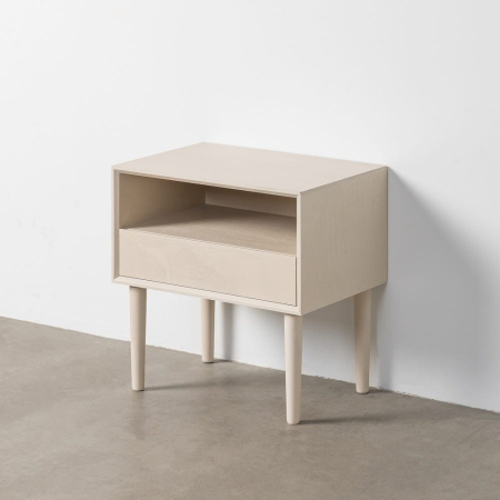 Noptiere - Noptieră din MDF crem cu sertar și compartiment deschis