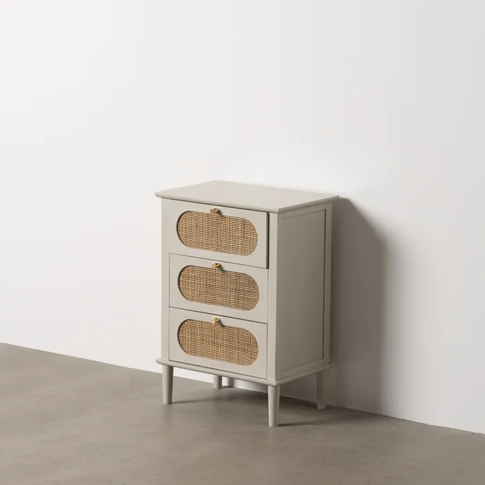 Noptiere - Noptiera alba MDF si ratan|Mobilier organizare elegant