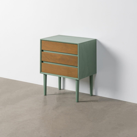Noptieră din MDF verde cu trei sertare