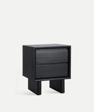 Noptiere - Noptieră din lemn de mindi cu două sertare și design contemporan Demmin