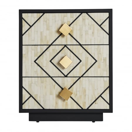 Noptiere - Noptiera Art Deco MDF negru alb auriu|Noptiere luxoase