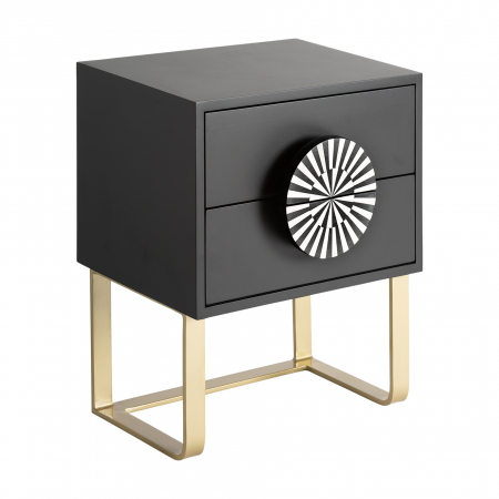 Noptiera Art Deco MDF negru alb auriu|Noptiere elegante [1]