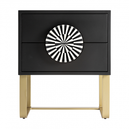 Noptiere - Noptiera Art Deco MDF negru alb auriu|Noptiere elegante