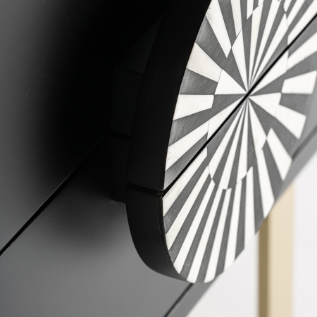 Noptiera Art Deco MDF negru alb auriu|Noptiere elegante [3]