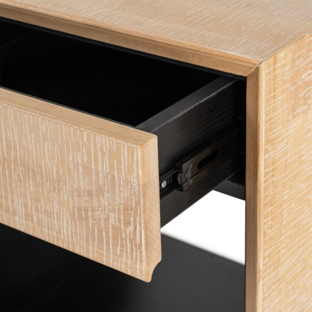 Noptieră din lemn natur cu sertar și nișă picioare metalice negre – imagine principală [5]