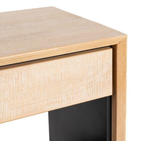 Noptieră din lemn natur cu sertar și nișă picioare metalice negre – imagine principală [4]