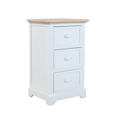 Noptiere in Stil Shabby Chic - Noptieră din MDF alb cu 3 sertare