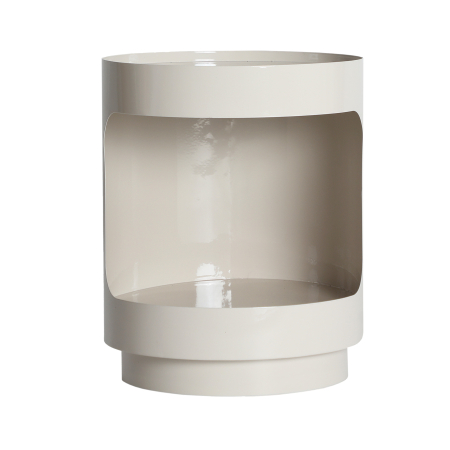 Noptiere - Noptieră din metal alb cu finisaj lucios pentru dormitor