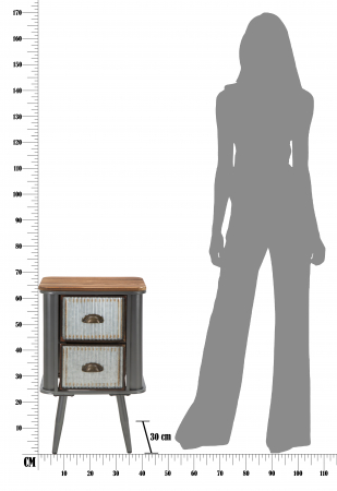 Noptiera Illinois, fier/lemn brad, gri inchis [9]