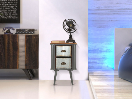 Noptiera Illinois, fier/lemn brad, gri inchis [1]