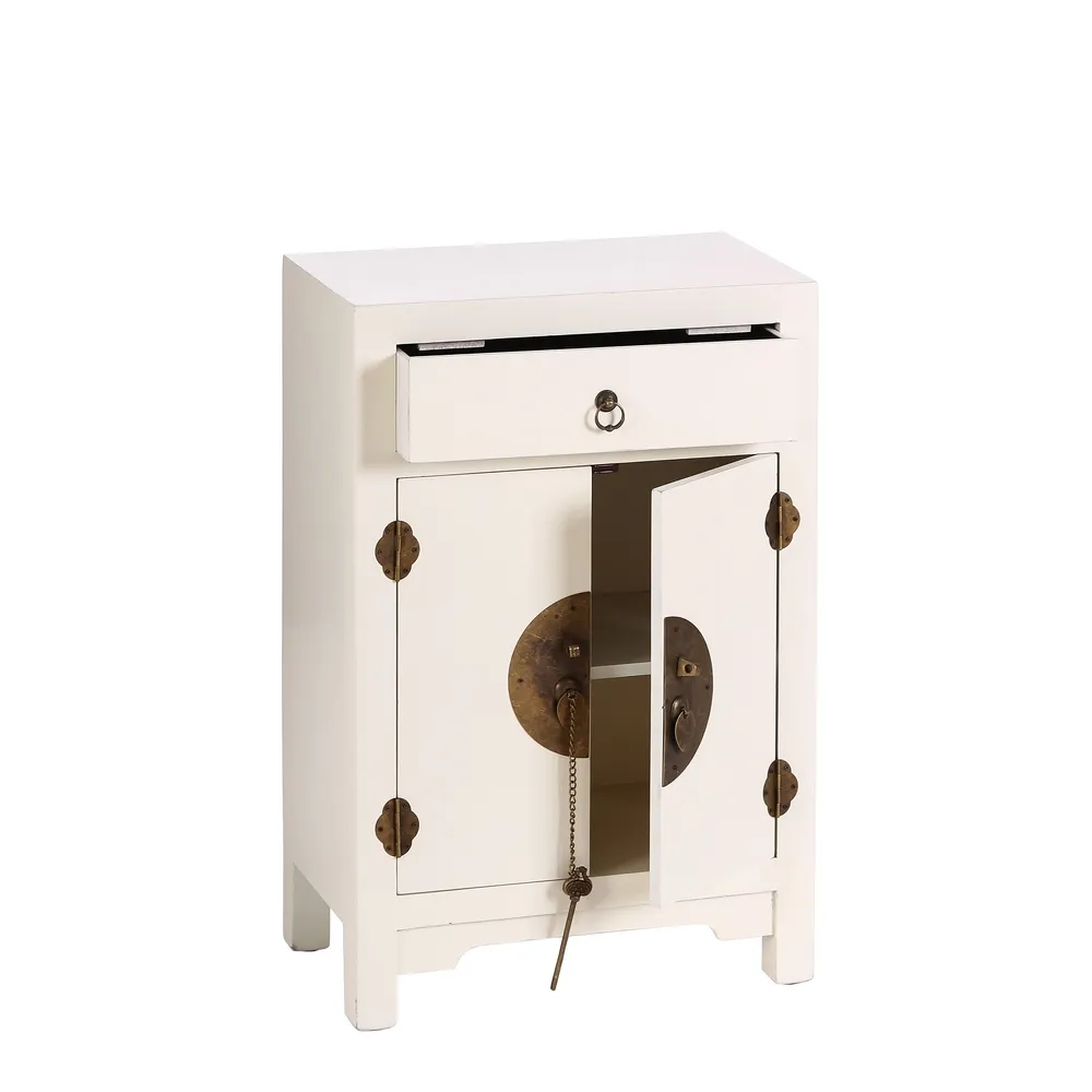 Noptiera alba vintage orientala cu sertar si compartiment [1]